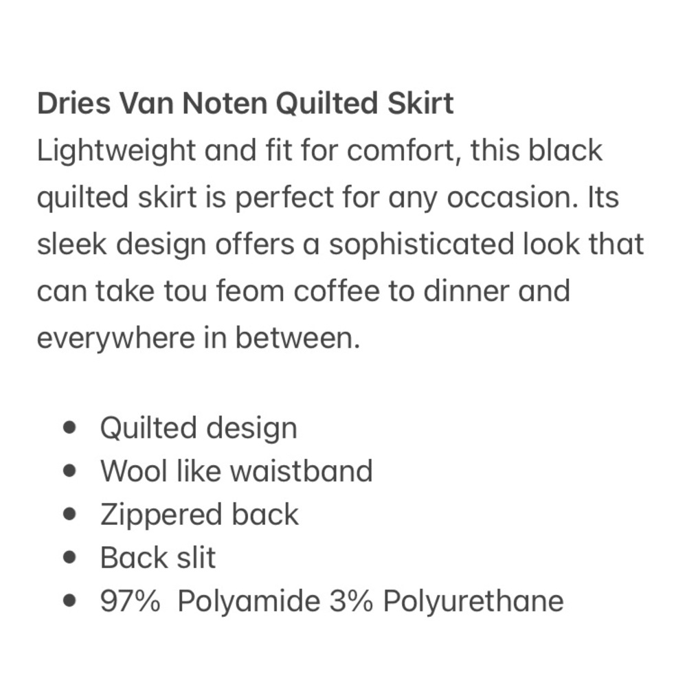 Dries Van Noten Quilted Skirt In Black | Size 38 - Picture 10 of 11